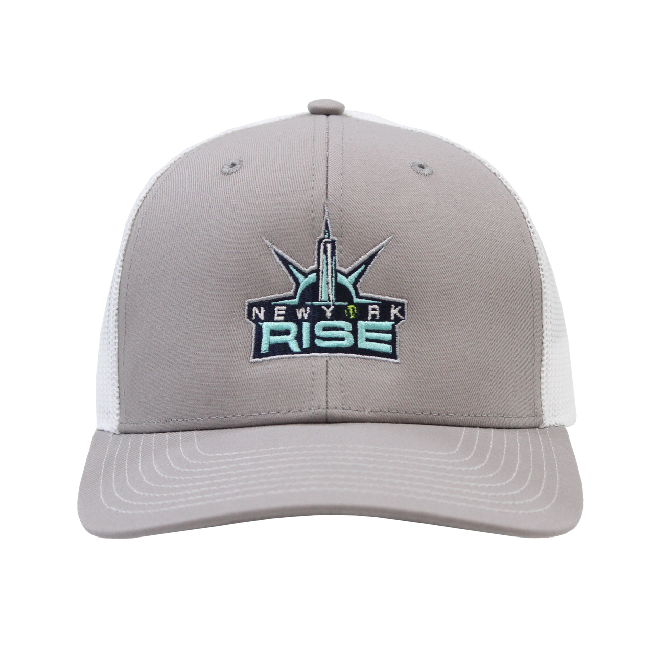 The New York Rise Trucker Hat - Grey and White Mesh Back