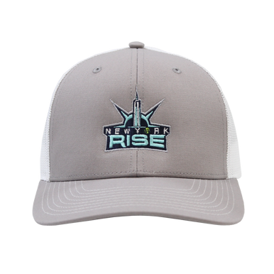 The New York Rise Trucker Hat - Grey and White Mesh Back